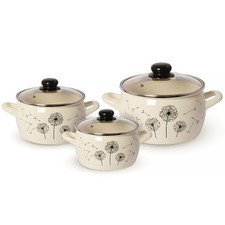 Metalac Serbian Enamel Stockpot Set of 3 Enameled Pot Set [2.5-qt, 3.5-qt, 6-qt] picture