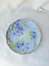 Antique Signed Unmarked Handpainted Flower Plate picture