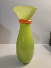 Marc Aurel—German Echtkristall Vase. Lime green with an Orange glass band.   picture