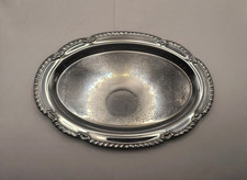 Vtg Irvinware Silver‑Plated Oval Serving Tray Ornate Scroll & Floral Design USA picture