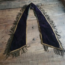 Victorian Odd Fellows Fraternal Sash Purple Velvet Gold Bullion Fringe Antique picture