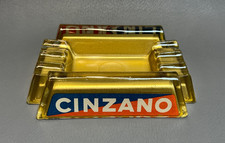 Art Deco French Cinzano Advertising Reverse Painted Gold Glass Cigarette Ashtray picture