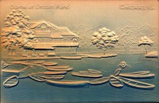 UDB EMBOSSED AIRBRUSHED POSTCARD- SCENE AT LINCOLN PARK, CHICAGO, IL BK89 picture