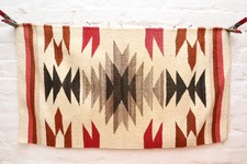 ATQ Navajo Rug Textile Native American Indian Eye Dazzler Weaving 36x20 Vintage picture