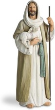 Good Shepherd Jesus Statue Holding Lamb 9.5in Religious Home Decor Figurine picture