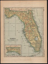 Florida - Connecticut  Original 1922 Atlas Map in Color picture