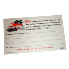 Vintage Federated Hardware Mutuals Fire Insurance Business Reply Card 1942 WI picture