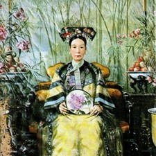 Oil Painting of Empress Dowager Ci Xi China Qing Dynasty Vintage Postcard  picture