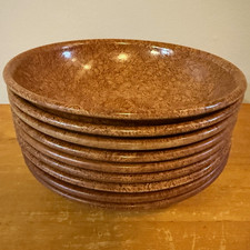 Vtg Boltalite Melamine Faux Burl Wood 8” Serving Salad Bowls Set of 9 MCM USA-EC picture