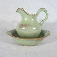 Frankoma Pottery Pitcher with Basin 40A 40B Prarie Green picture