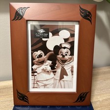 NIB Disney Cruise Line Wood Picture Frame Mickey Inlay 5x7 Disney Parks picture