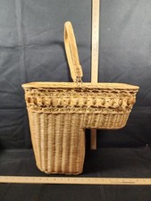Vintage Amish Handmade Stair Step Basket Great Shape Handled No Broken Cane picture