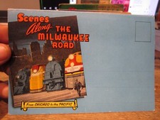 SOUVENIR VIEWS POSTCARD FOLDER Milwaukee Road Train Locomotive Route Chicago IL picture