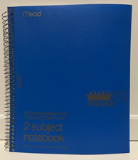 Vtg 1985 Blue MEAD 5 Star 2 Subject Notebook 06206 100 Shts Vinyl Cover NEW USA picture