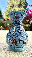 Vintage Persian Minakari Enamel Vase Isfahan Iran Hand Painted Signed 5.25 picture