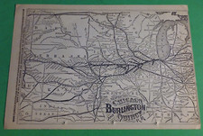 Rare 1876 CHICAGO, BURLINGTON and QUINCY Railroad Print Map & Routes picture
