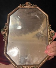 Old Antique Art Nouveau Deco Floral Flowers Convex Glass Picture Photograh Frame picture
