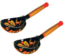2 pc Khokhloma Dinner Spoon Russian Spoon Ложка Хохлома Musical Spoon picture