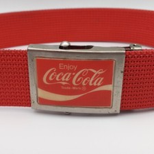 Vintage Coca-Cola Belt Buckle Red Nylon Brass Coke Soda Pop Advertising 40