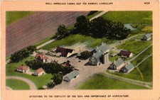 Vintage Kansas Farm Postcard Aerial View Agriculture McCormick-Armstrong Wichita picture