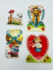 Vintage Class School Kid Valentines German Set of 4 picture