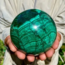 2.91LB Rare Natural Malachite quartz hand Carved sphere Crystal Healing picture