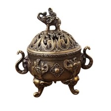 Three-legged Kylin Alloy Incense Burner With Lid - New picture