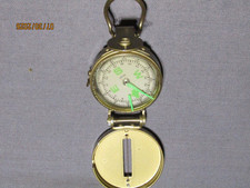 Brass Engineer Compass Lensatic Style w/ Bubble Level & Ring picture