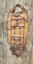Vintage African Tribal Tuareg Fringed Leather Camel Storage Saddle Bag picture