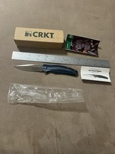 CRKT K405BXP Ripple Folding Knife  Acuto Steel Blue Aluminum NOS Unused In Box picture