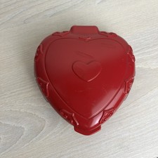 Vintage Avon Heart Shaped Pill Box with Compact Mirror Red Weekly picture