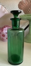 Antique Carr Lowery Glass Co. Emerald Green/Teal Medicine Apothecary Bottle 5.5” picture