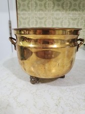 VTG Brass Double Handled Footed Planter Pot 4.5” H 6”Diam India Exotics Inc. picture