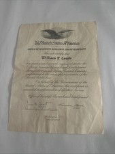 1945 WWII OSRD NDRC Service Certificate William P. Lamb Scientific Research picture