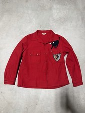 Vtg Boy Scouts Of America Jacket - Philmont Bull Patch Red Wool Shacket picture