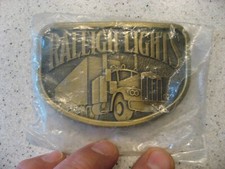 Vintage Solid Brass Raleigh Lights Trucker Belt Buckle - New in Sealed Bag picture