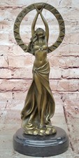 Hot Cast Sexy Maiden Holding A Ball Bronze Sculpture Home Office Decor Gift picture