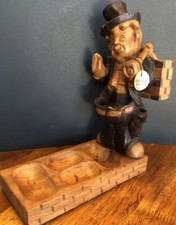 Vintage 40’s Hand Carved Wood Men’s Caddy Valet Top Hat Gentleman Made in Taiwan picture