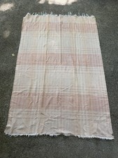 Vintage 40s 50s Handwoven Lightweight Cotton Blanket Striped Orange picture