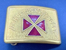 VINTAGE MASONIC BELT BUCKLE BRASS OR METAL ALLOY RED ENAMEL picture