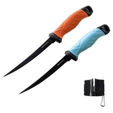 BasicGear Fishing Fillet Knife Set of 2, 7 in, 440C Steel, 7-Inch, 2x Knives picture