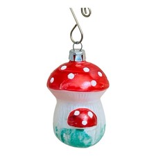 Vintage Polish Toadstool Mushroom Glass Christmas Ornament picture