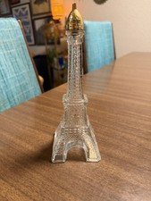 Vintage AVON Eiffel Tower Glass Bottle Perfume Cologne Gold Cap Empty Kitsch picture