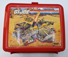 Vintage G.I. Joe Hasbro ARAH era 1990 Aladdin Lunchbox w/ Thermos - Red - Clean picture