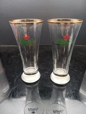 Pair Of Carlsberg Beer Lager Style Glasses 6.75