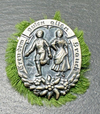 VINTAGE BAVARIAN DANCERS & EDELWEISS TRADITION SILVER PLATED(?) HAT PIN N282 picture