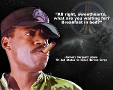ALIENS GUNNERY SERGEANT APONE MOVIE QUOTE BREAKFAST IN BED PUBLICITY PHOTO 8X10 picture