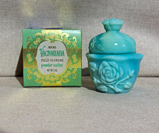 Avon Victoriana Field Flowers Powder Sachet 1.5 oz Blue Glass Jar w/ Box picture