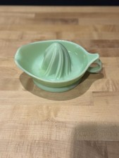 Vintage Jadeite Clambroth Reamer Juicer Green Marble Glass Beautiful Condition  picture