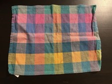 Vintage Woven Multicolor Plaid Placemat 13x17” Colorful Retro Table Linen picture